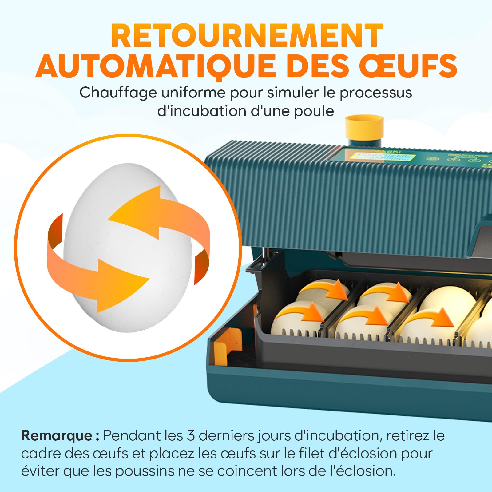 Couveuse M10 Automatique 10 Oeufs - Contrôle Humidité et Retournement | Mire-Œuf Intégré, Fenêtre Transparente, Manuel Simple Adapté Débutants, Familles, Projets Pédagogiques - Vert Jaune