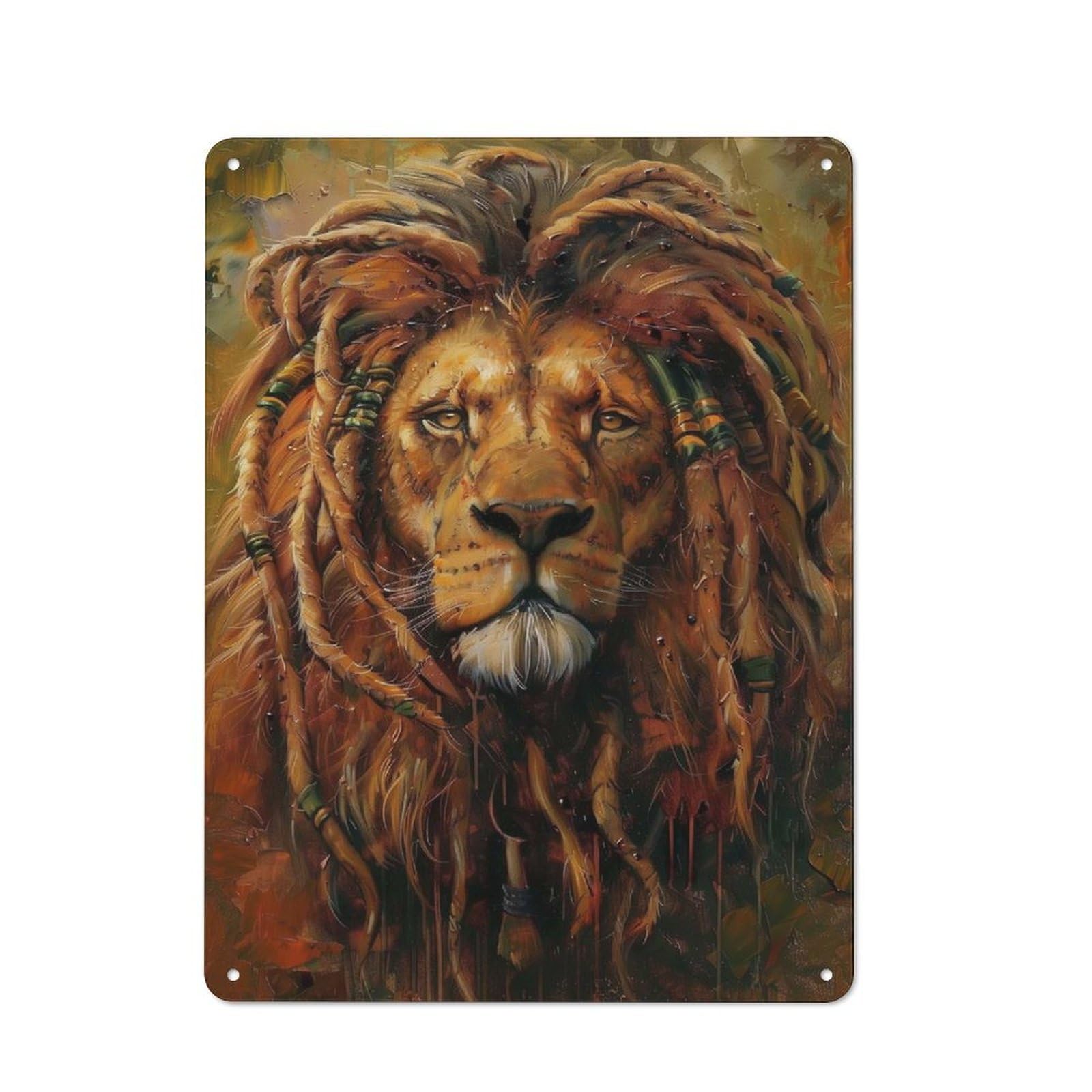 Nostalgic Rastafari Lion Jamaica Decorative Tin Sign 40x30cm, Vintage Wall Decor for Lounge, Study, Pub Or Wall Gallery