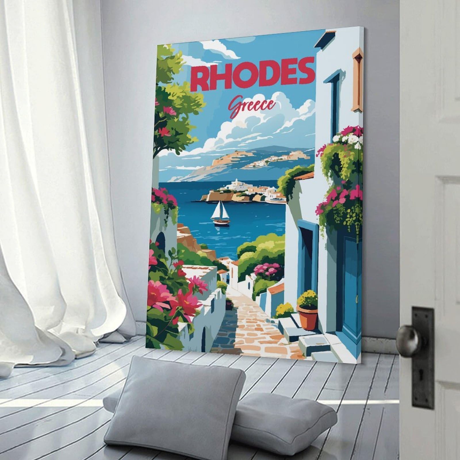 Junmoney Rhodes Greece Travel (2) Wall Art Print 24x36inch(60x90cm), for Art Walls, Layered Displays Or Homes, Wall Decor Suited to Curated Displays