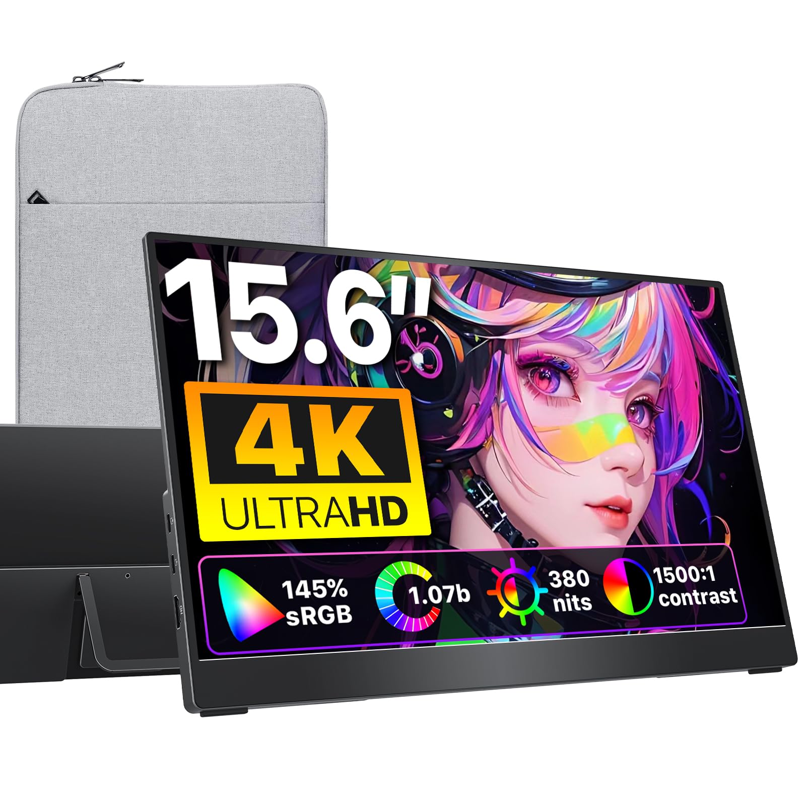 cocopar Portable Monitor 15.6 Inch 4K UHD 60Hz 145% sRGB Travel