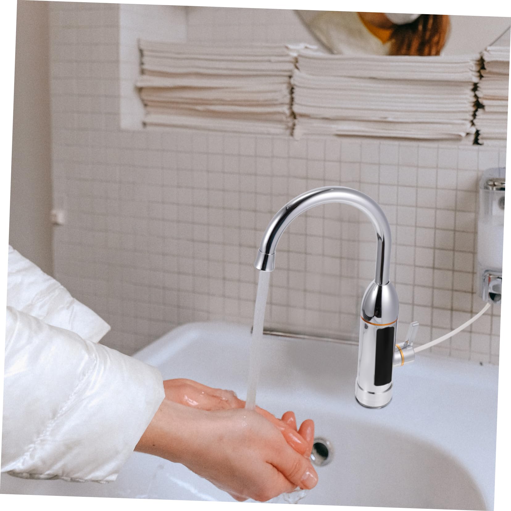 Edelstahl Sofort Heiz Wasserhahn mit 360 Grad Drehung für Bad