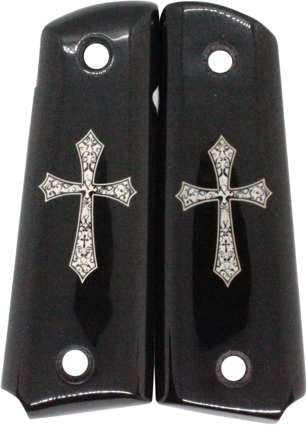 URAY 1911 Full Size Grips, Super Quality Acrylic Plexi and Christian Cross Gun Grips - Premium Pistol Grip Accessories for Colt Kimber Taurus Remington Ruger and All 1911 Government Models