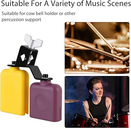 Miniatura 4 de RANMING Bloque de atascos, campana de vaca de plástico, bloque de atascos doble de campana de sambago para práctica de bandas, actuaciones de