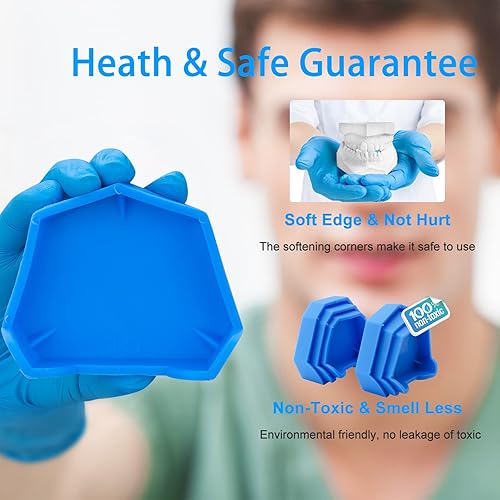 Miniatura 4 de ANNWAH 6 piezas de base dental antiguo kit de laboratorio dental modelo de base de yeso molde base antiguo color azul (juego)