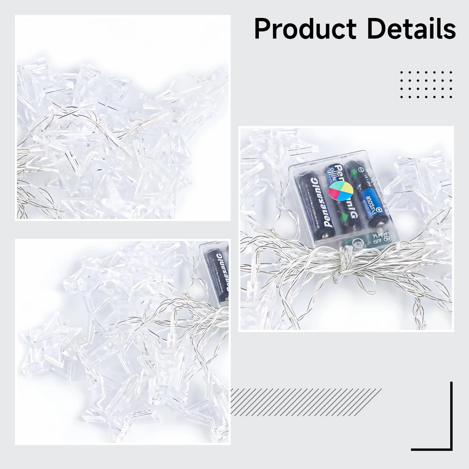 LED-Lichterkette mit Stern-Clips, 10 m, 80 bunte Glühbirnen, USB-Stecker, Foto-Display für Schlafzimmer, Wände und Feiern