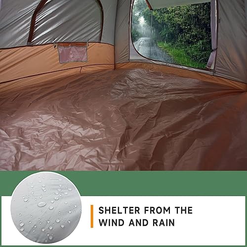 Miniatura 6 de Tienda de campaña inflable mejorada con bomba, fácil instalación, tienda de campaña glamping para 4 estaciones, 2-4 personas, impermeable,