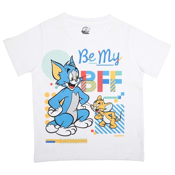 Tom and Jerry Boy's Animal Print Regular Fit Tshirt