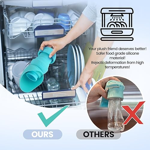 Miniatura 4 de Botella de agua para perros de 19 onzas, plegable y portátil, esencial de viaje para mascotas, botella de bebida de silicona de grado alimenticio a