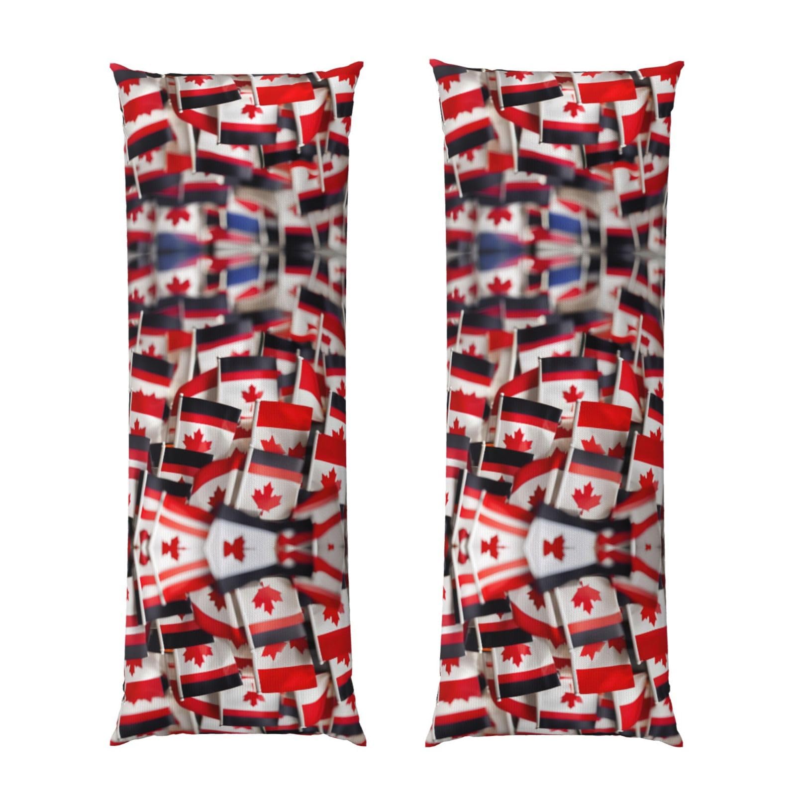 Housse de coussin de corps imprimée petits drapeaux canadiens pour une chambre cocooning