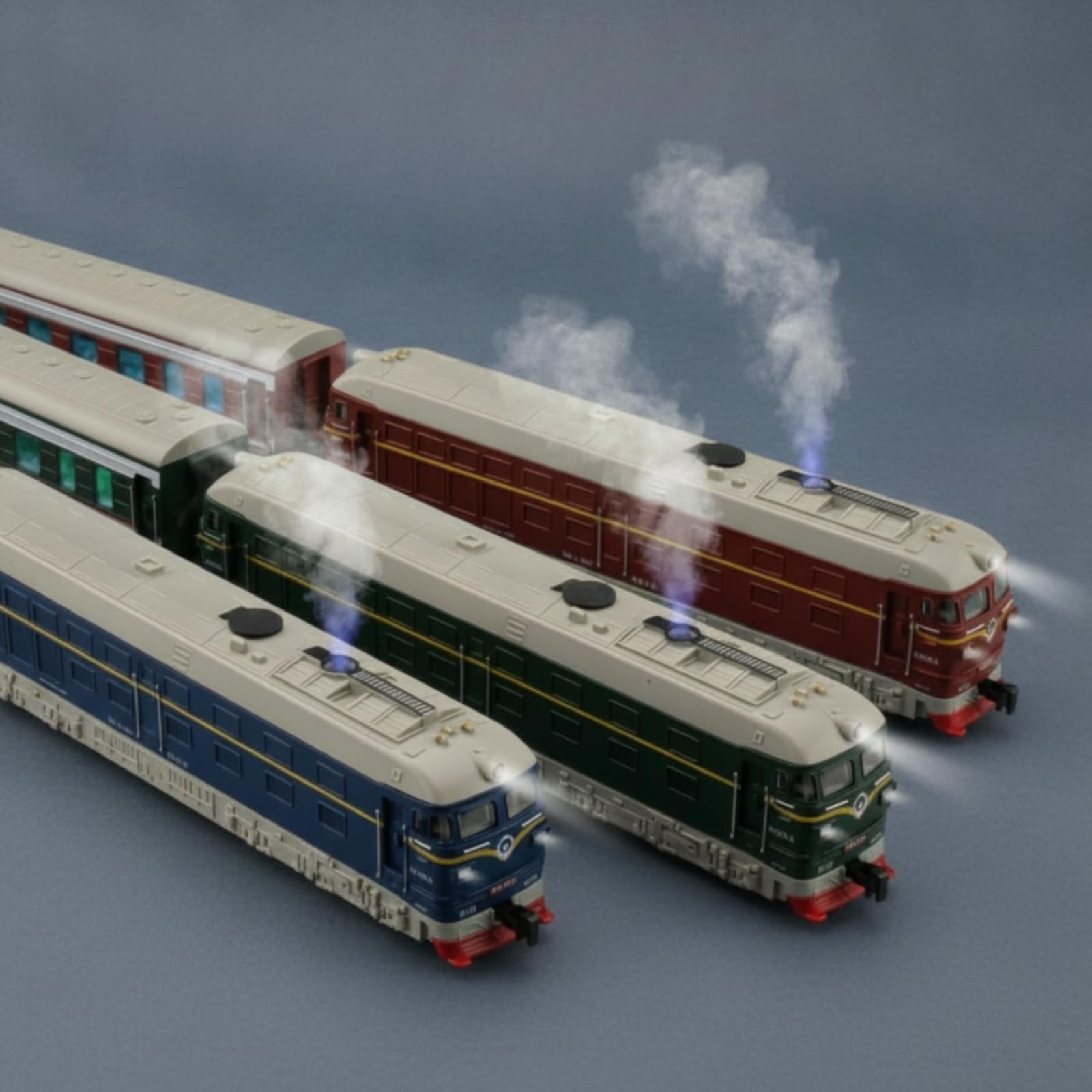 kowaku Tren Triple Secciones Puertas Abatibles Locomotora Aleación Resistente Modelo Tren Eléctrico, Verde