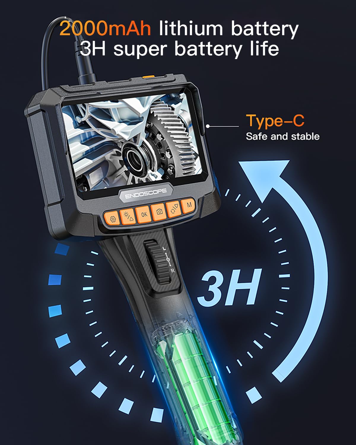 Endoscopio Industrial de Doble Lente - 1080P HD Cámara de Inspección, 5" IPS Pantalla Endoscópica con 8+1 LED, Professional Camara Inspeccion Tuberias IP67 Impermeable de 8 mm, Tarjeta de 32 GB (1,5M)