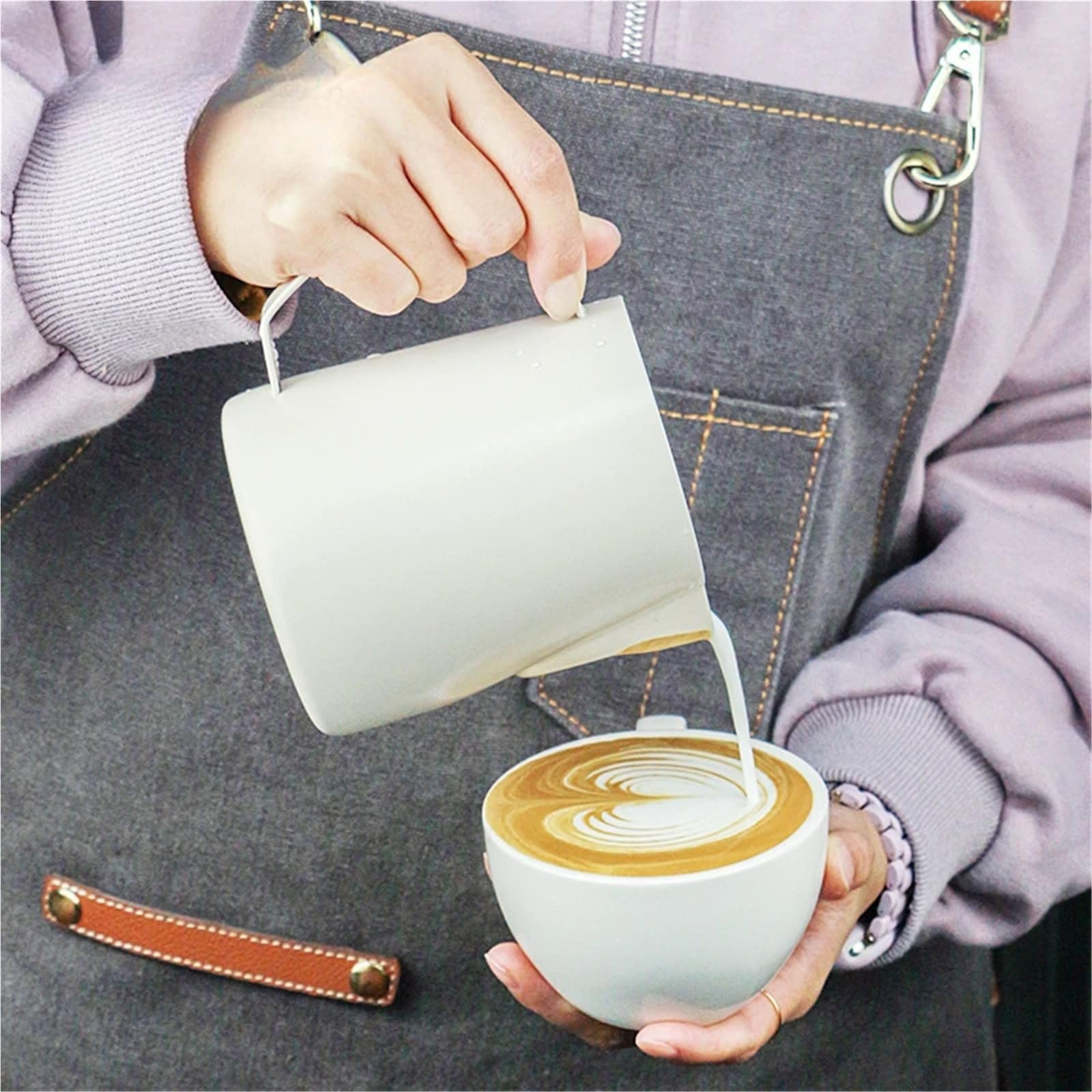 Jarra para Espumar Leche Jarra Profesional de Espuma de Leche for café expreso, Herramientas de fabricación de Arte Latte, Accesorios de Cocina for Barista, 450/700ML(700ml,Blue)