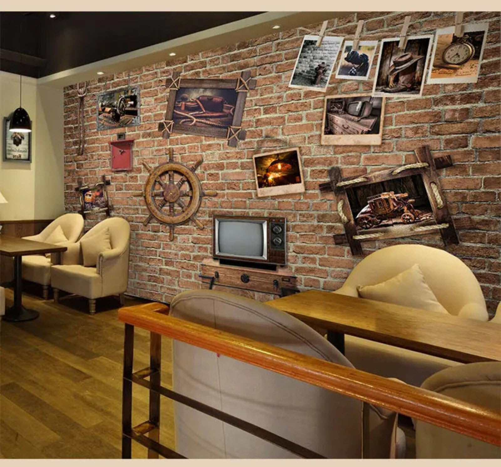 Wallpaper-3D-Xlm 250Cm×170Cm(B×H) Vintage Brick Wall Wooden Barrel Art Unique 3D Wallpaper Easy Install Feature Office Living Room Sofa Bedroom Tv Background Wall Decoration-250Cm×170Cm