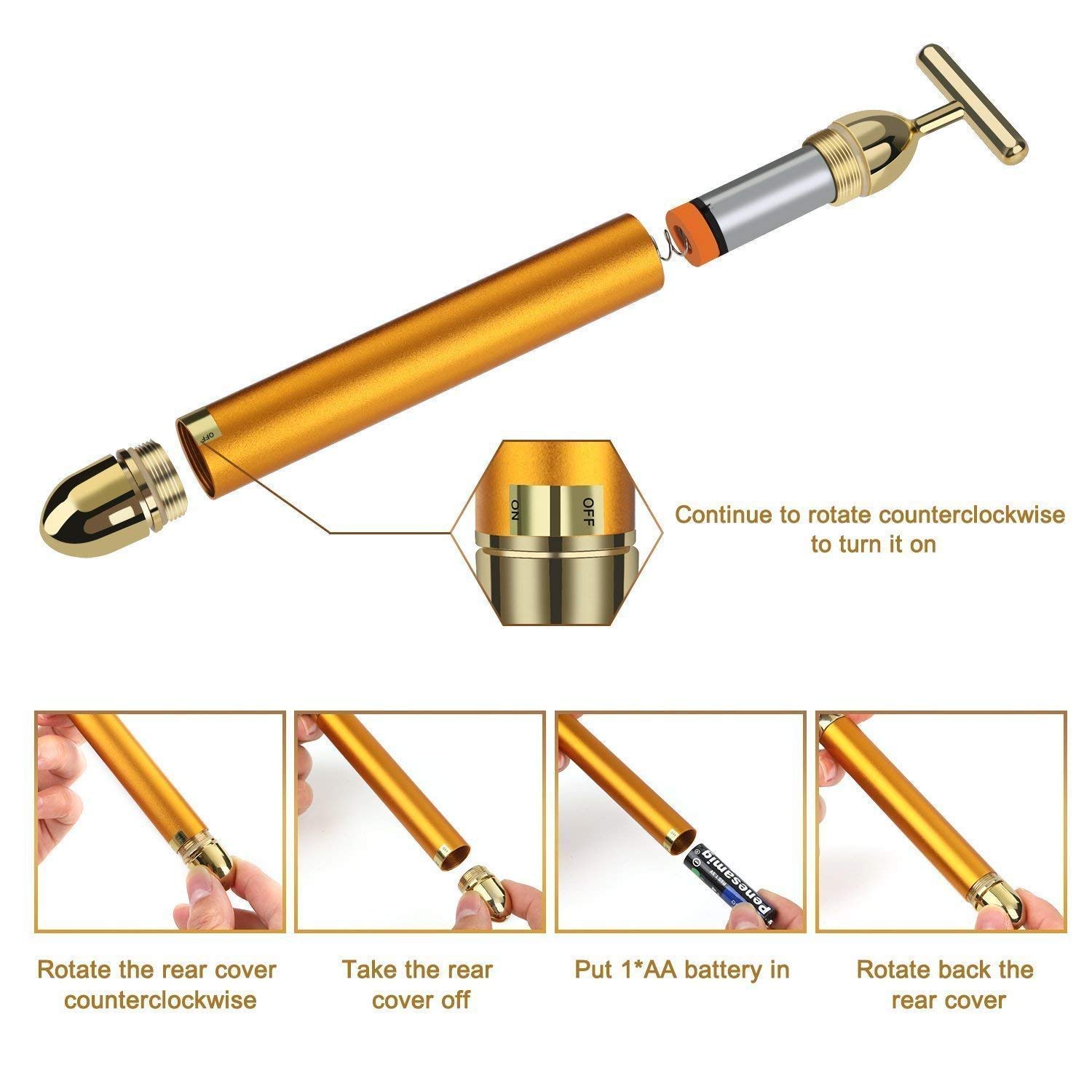 Premium T-shaped beauty Massagar, 24K Gold-Plated, Battery-Interacted, Facial Facial Machine for Facial Premium T-shaped beauty Massagar, 24K Gold-Plated, Battery-Interacted, Facial Facial Machine for Facial