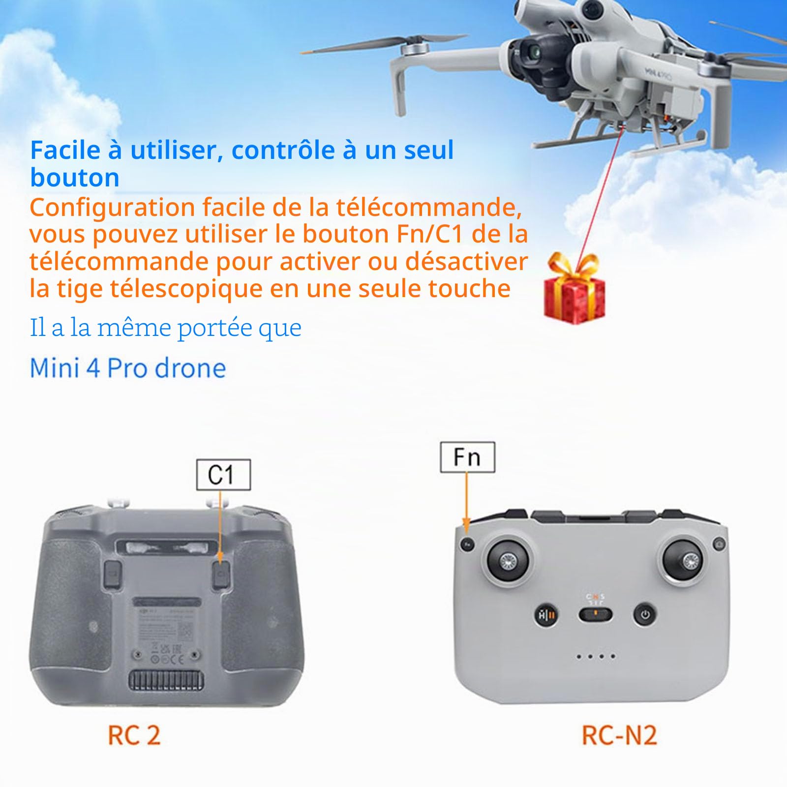 Système de largage aérien LICHIFIT pour drone avec trains d'atterrissage pour DJI Mini 4 Pro, dispositif de largage sensible à la lumière, transport, livraison, libération de charge utile, jambes