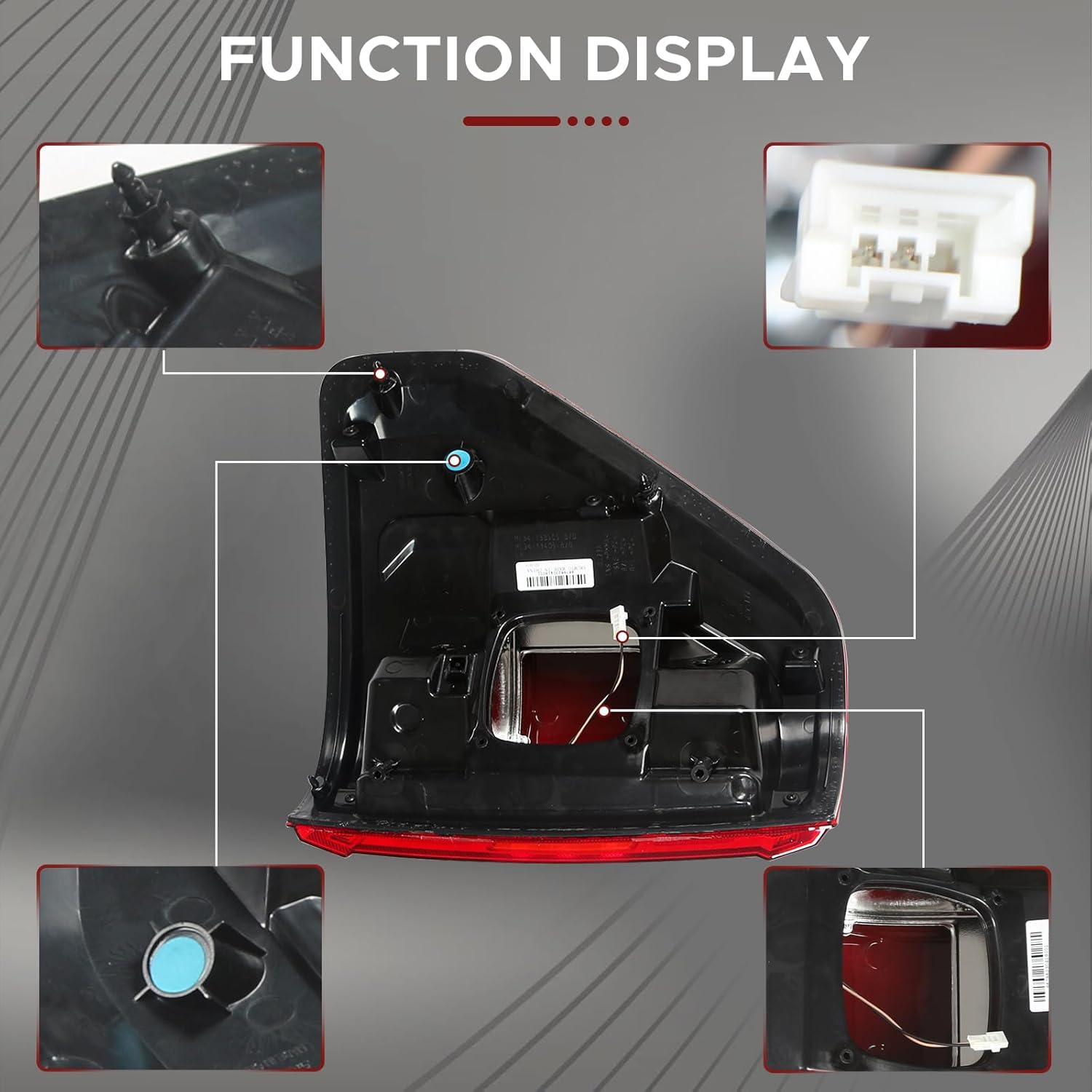 Halogen Tail Light Assembly Compatible with Ford F150 XLT 2021 2022 2023 [with Blind Spot Detection] Direct Replacement Rear Lamp ML3Z13405C (Left Driver Side)