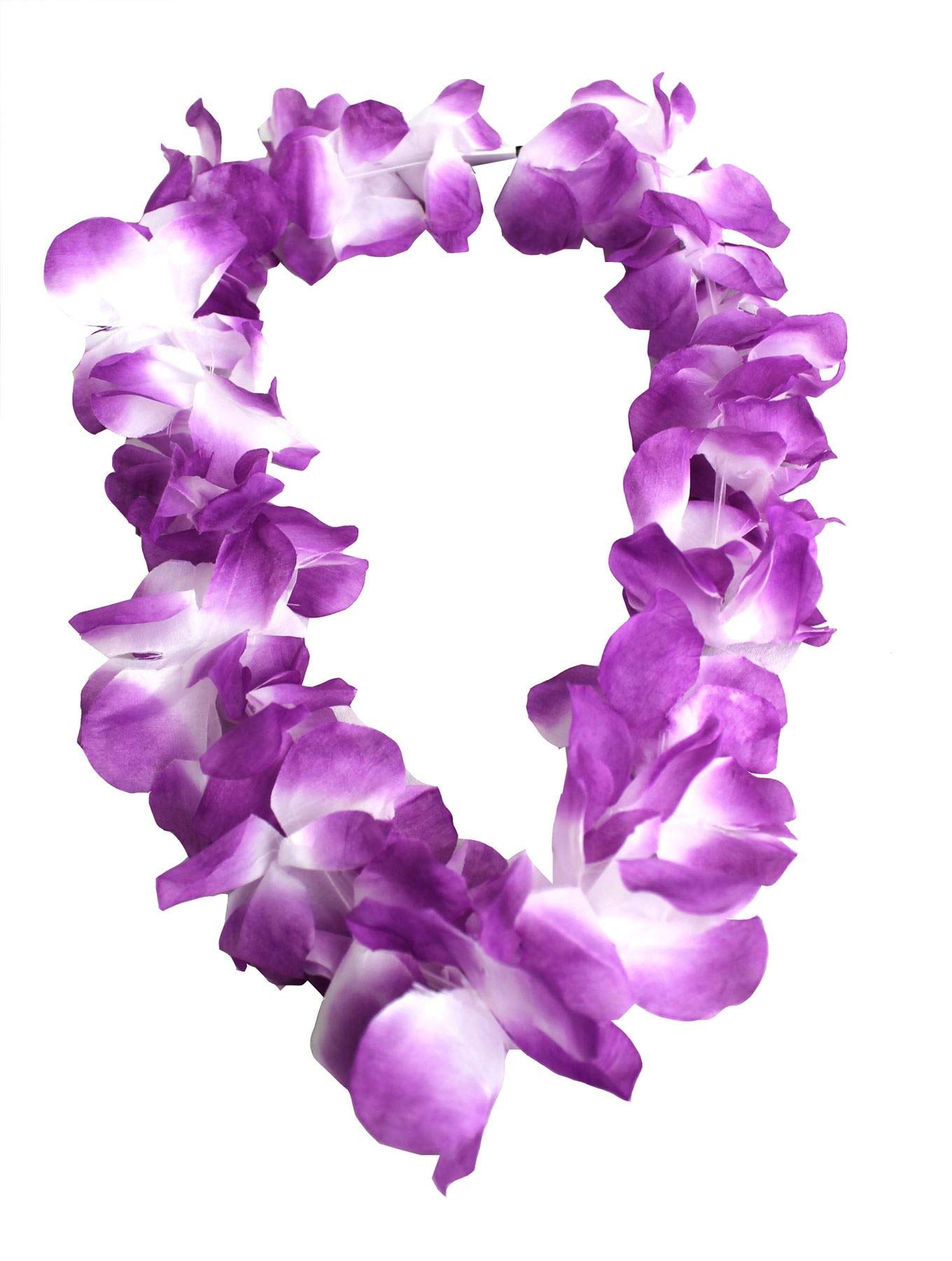 Hawaiian Lei Flower Necklace - Pack of 48 - Deluxe Thick Purple Flower Necklace - Flower Garland Hawaii Hula Beach Party Fancy Dress Accessory