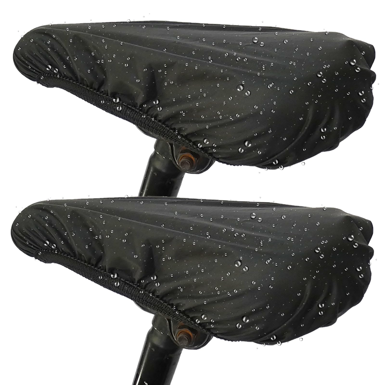 Waterproof Bicycle Saddle Cover 2Pcs UV, Rain, Dust, and Wind Protection Suitable for city, mountain, and electric bike saddles Easy to install and clean Elastic base with Velcro fastening Black