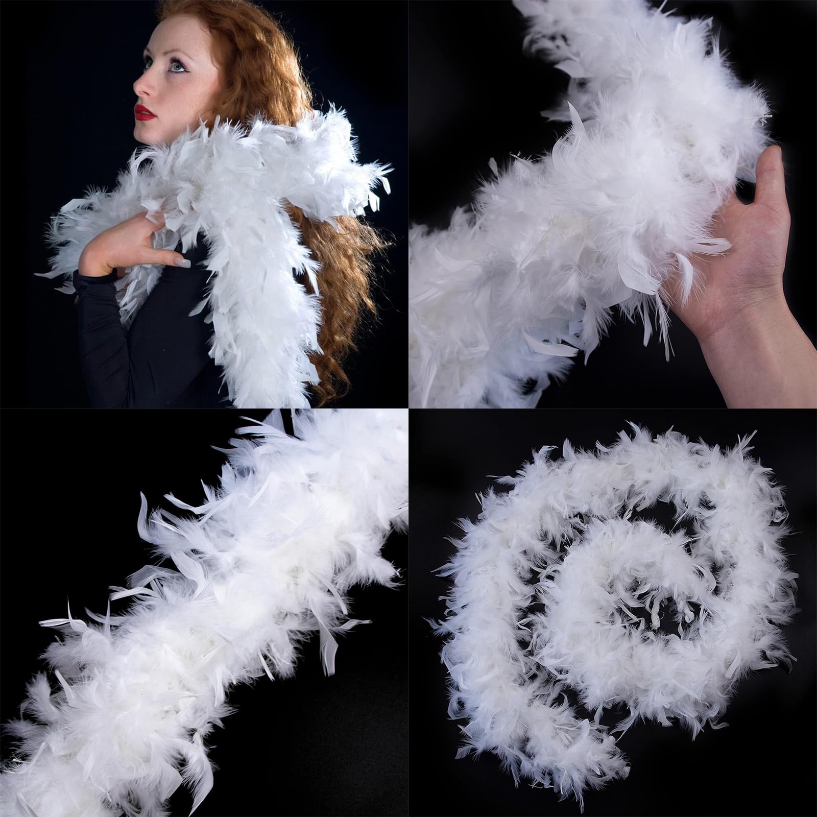 WORUIB Feather Boa, White, 2m, Adult Unisex Accessory for Dance Wedding, Party, Cosplay - Image 4