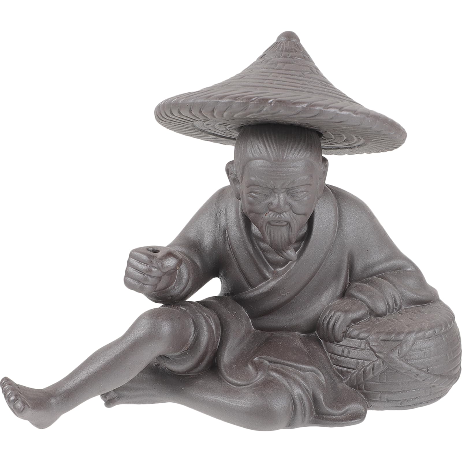 Figurine de pêcheur en céramique miniature pour une ambiance zen