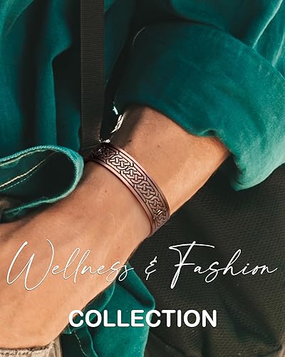 Miniatura 8 de Feraco Pulsera magnética de cobre puro para hombre, 18 veces ultra fuerte, con imanes de neodimio Gauss de 3800 Gauss, ajustable