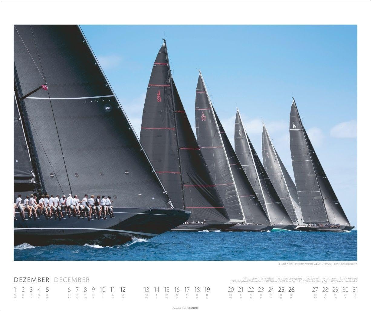 Sailing Kalender 2027: Fotokalender mit beeindruckenden Segelaufnahmen. Jahres-Wandkalender 2027 XL im Querformat. Segel-Fotokalender 55 x 46 cm