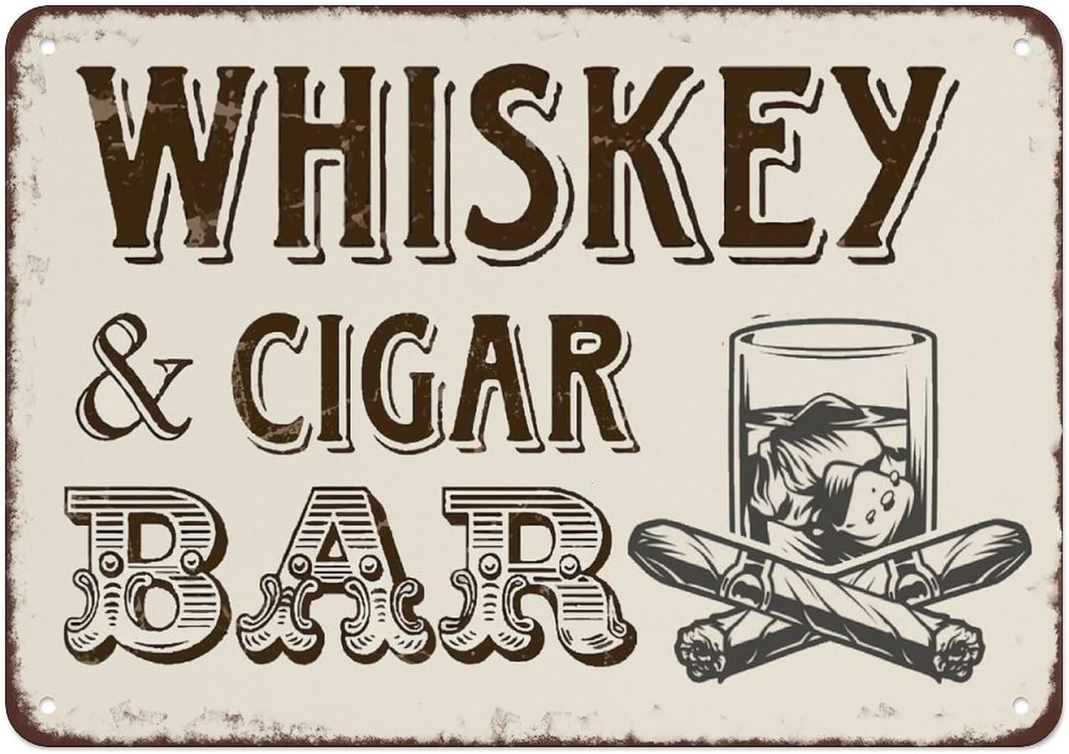 Anceky Whiskey & Cigar Bar Metal Signs Wall Art Retro Bar Decor Coffee Room Club Wall Decoration Plaque Home Decor Room Door Accessories Poster s 8x12 inch