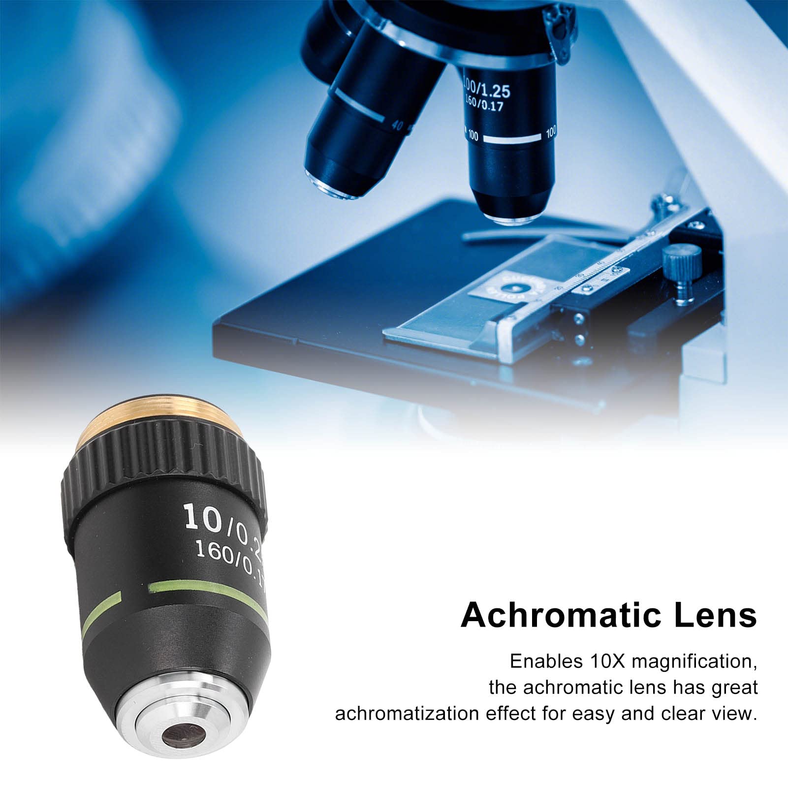 10X Achromatic Microscope Objective Lens - RMS Standard 20.2mm Interface Replacement
