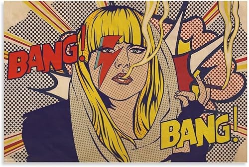 Muyaomaoyi Roy Lichtenstein Pop Art Girl Póster decorativo de pintura en lienzo para pared de sala de estar, dormitorio, 16 x 24 pulgadas (15.7 x