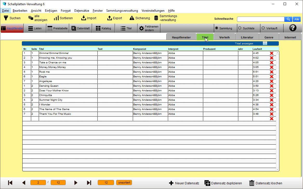 GS Schallplatten-Verwaltung 6 - Software zur Verwaltung Ihrer Schallplattensammlung - Datenbank Programm zur Verwaltung von Schallplatten