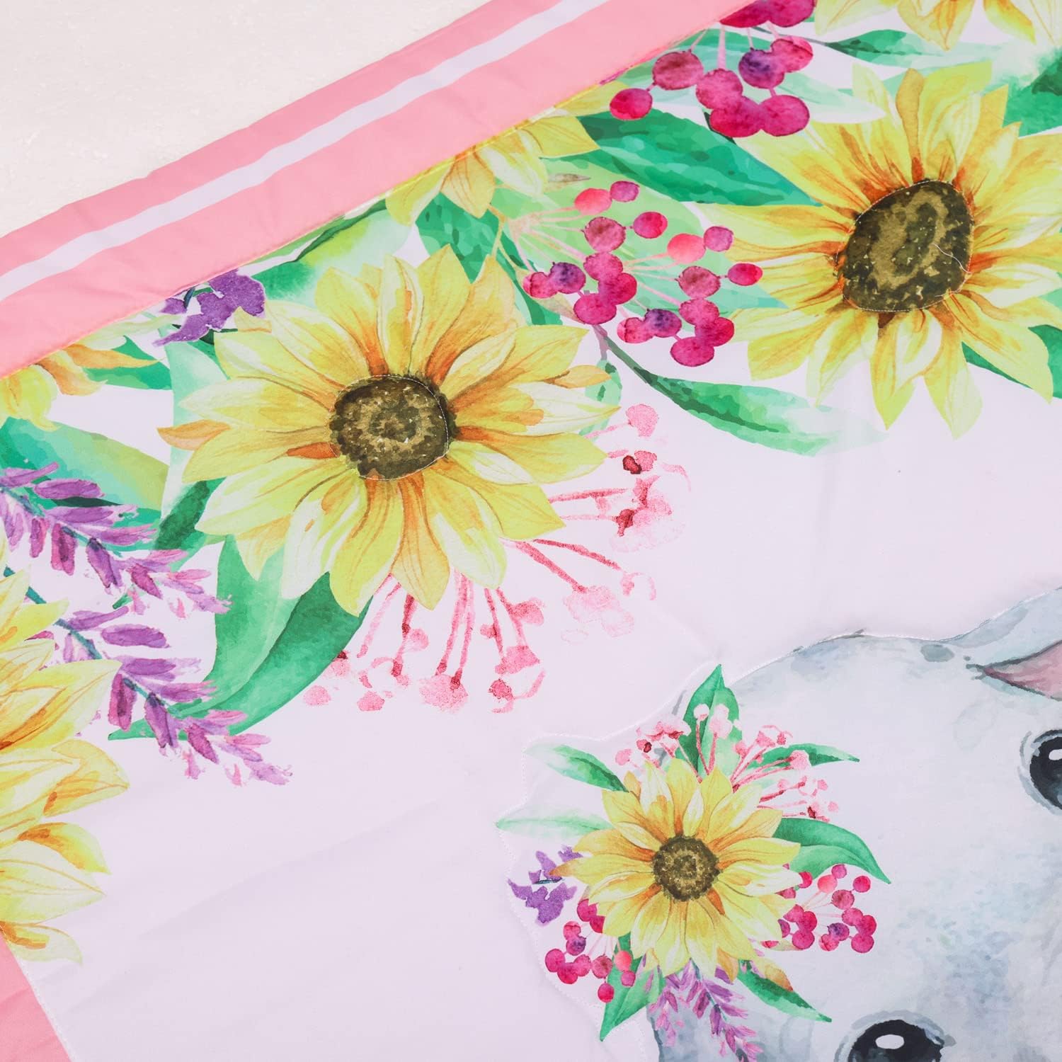 Elephant Crib Bedding Set for Girls,3 Pieces, Pink -Sunflower Elephant Baby Toddler Girl Crib Bedding Set Quilt/Sheet/Pillow Case