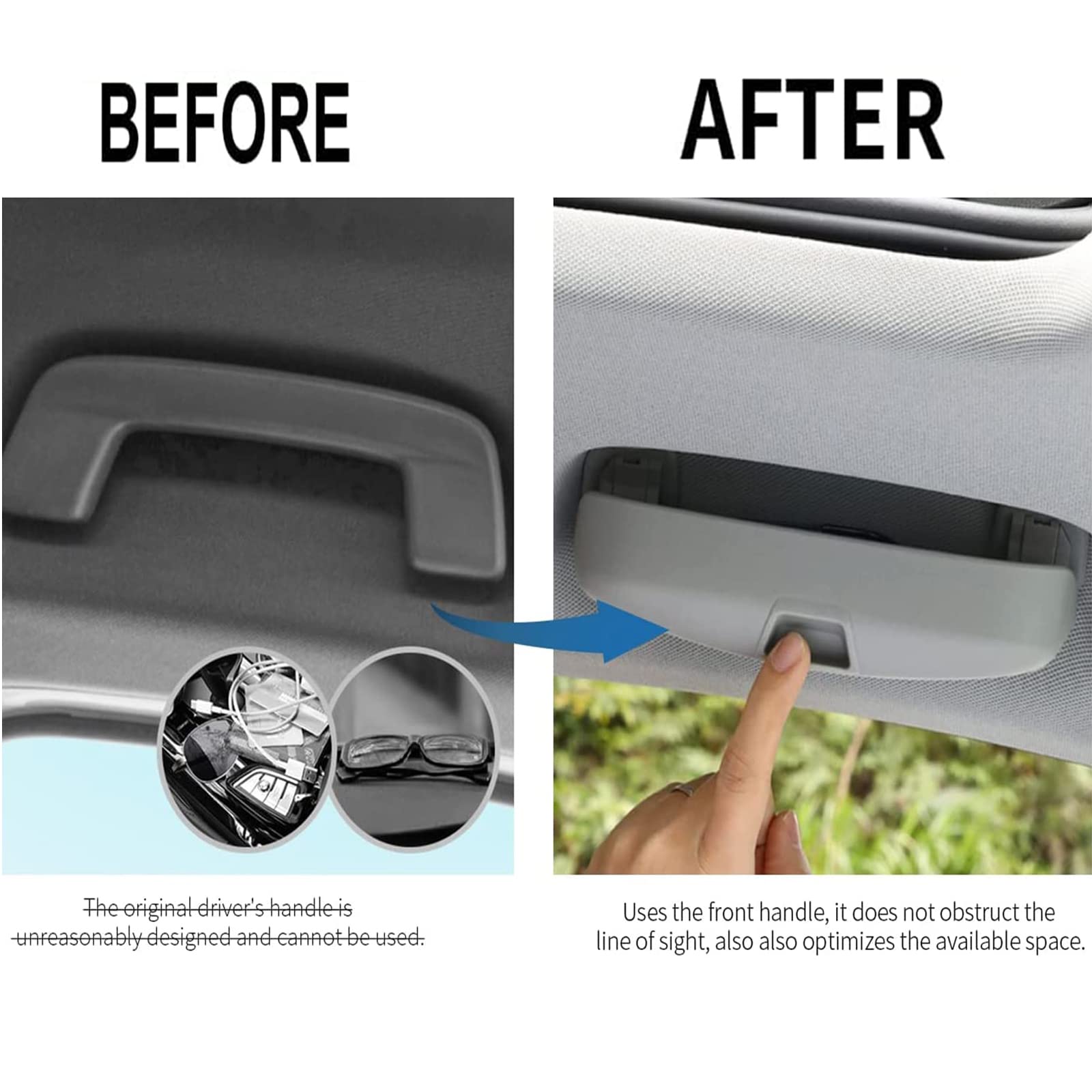 per Skoda Fabia Superb Rapid Yeti Custodia Occhiali da Auto, ABS Porta Occhiali da Sole Portaoggetti Visiera Auto Scatola Organizer Interni Accessori,A/Gray