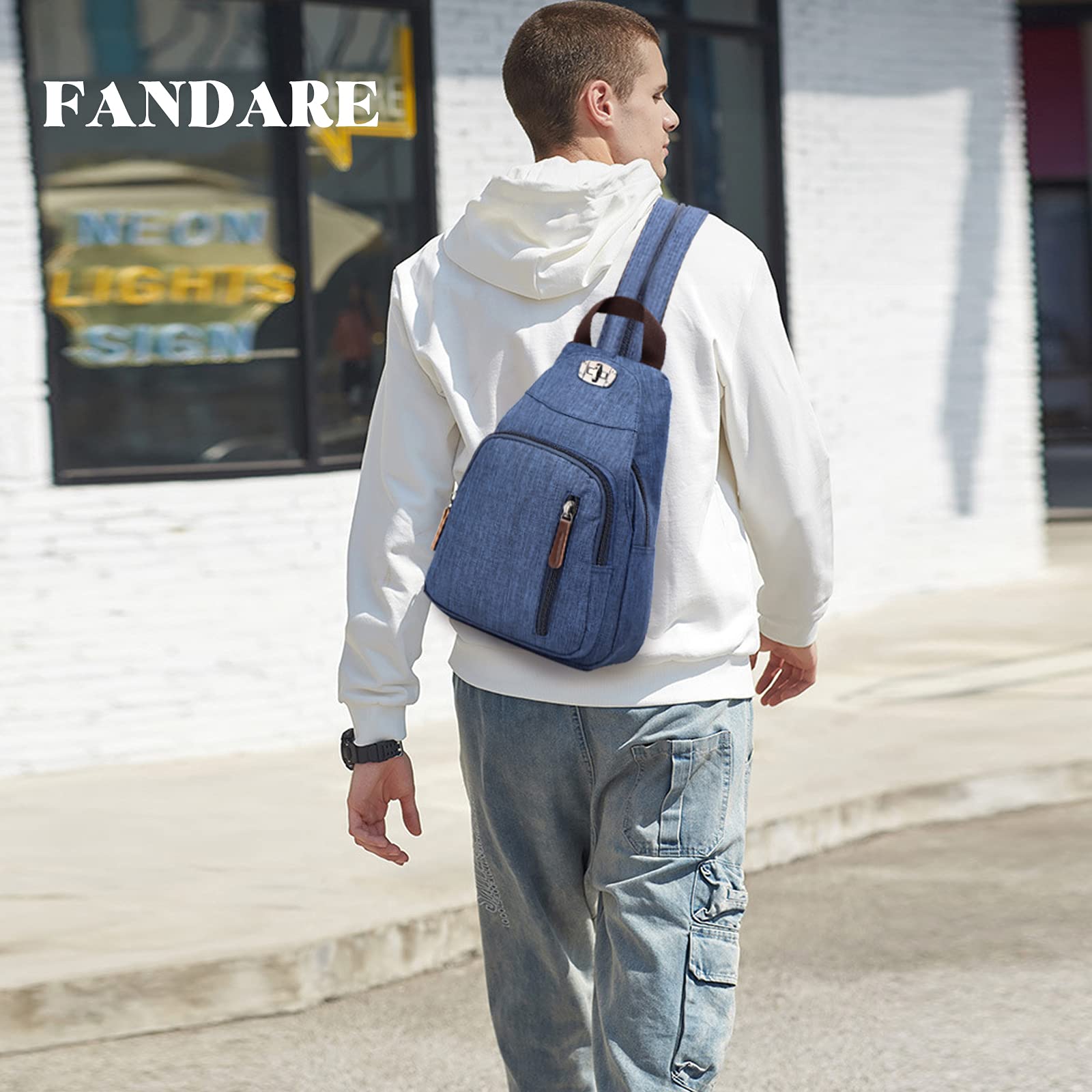 FANDARE Retrò Zaino Monospalla Piccolo Zainetto Zaino Spalla Borsa a Tracolla Sling Bag per Uomo Donna Scuola Università Trekking Ciclismo Palestra Viaggio Sportiva Daypacks Durevole Poliestere