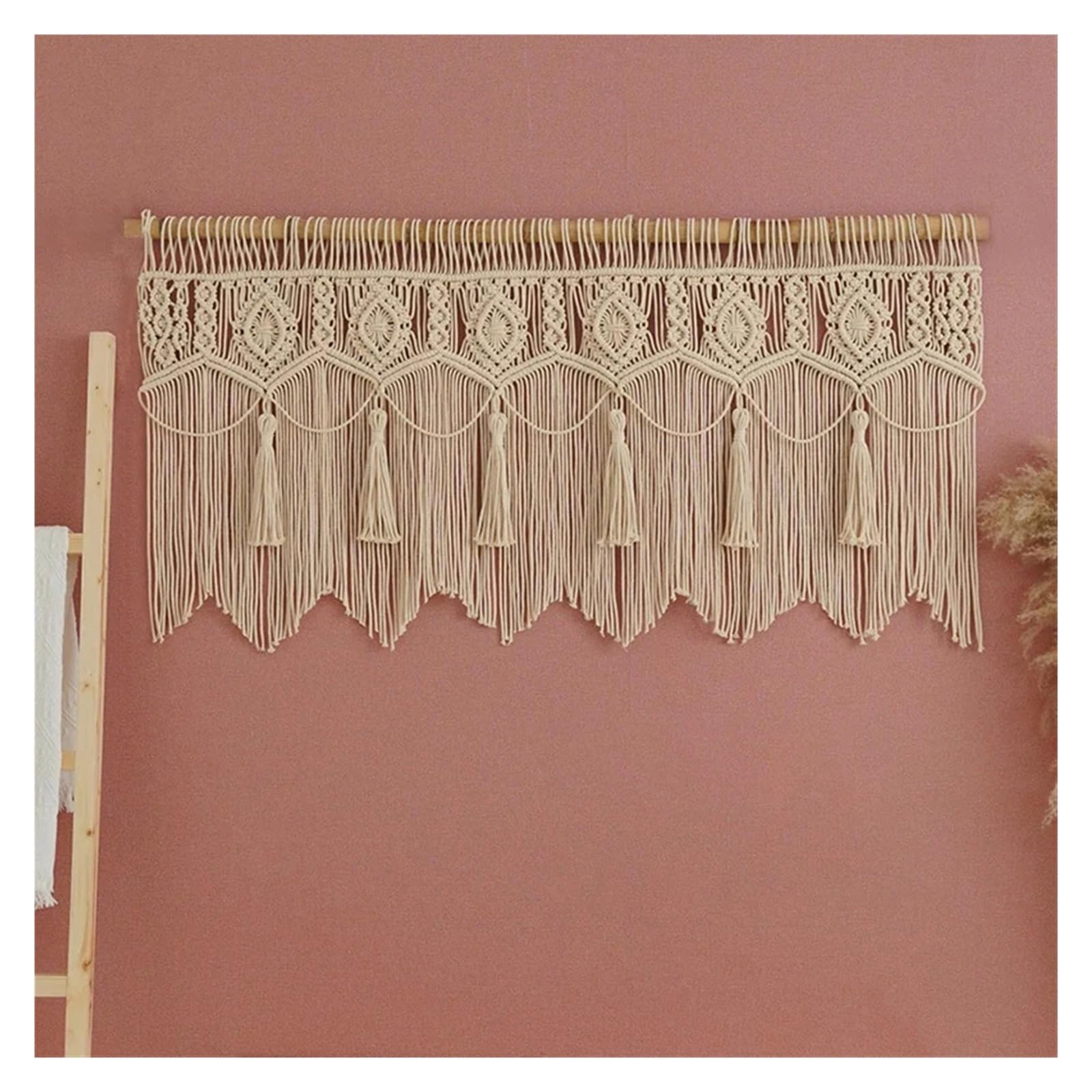 Rideau de Porte en Coton macramé tissé à la Main, 1 pièce, Tapisserie Murale Suspendue, décoration Artistique, d'arrière-Plan Mariage pour Cuisine