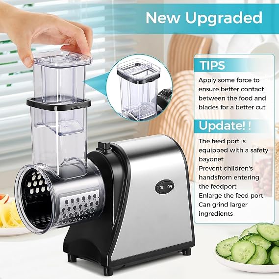 Electric Cheese Grater 5-in-1, 250W Upgraded Slicer Shredder