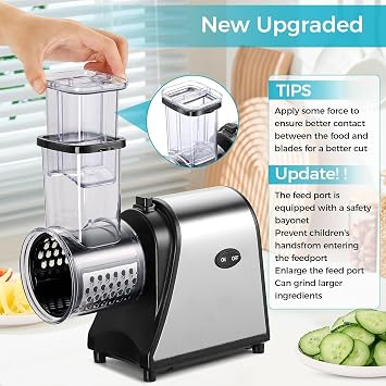 Electric Cheese Grater 5-in-1, 250W Upgraded Slicer Shredder