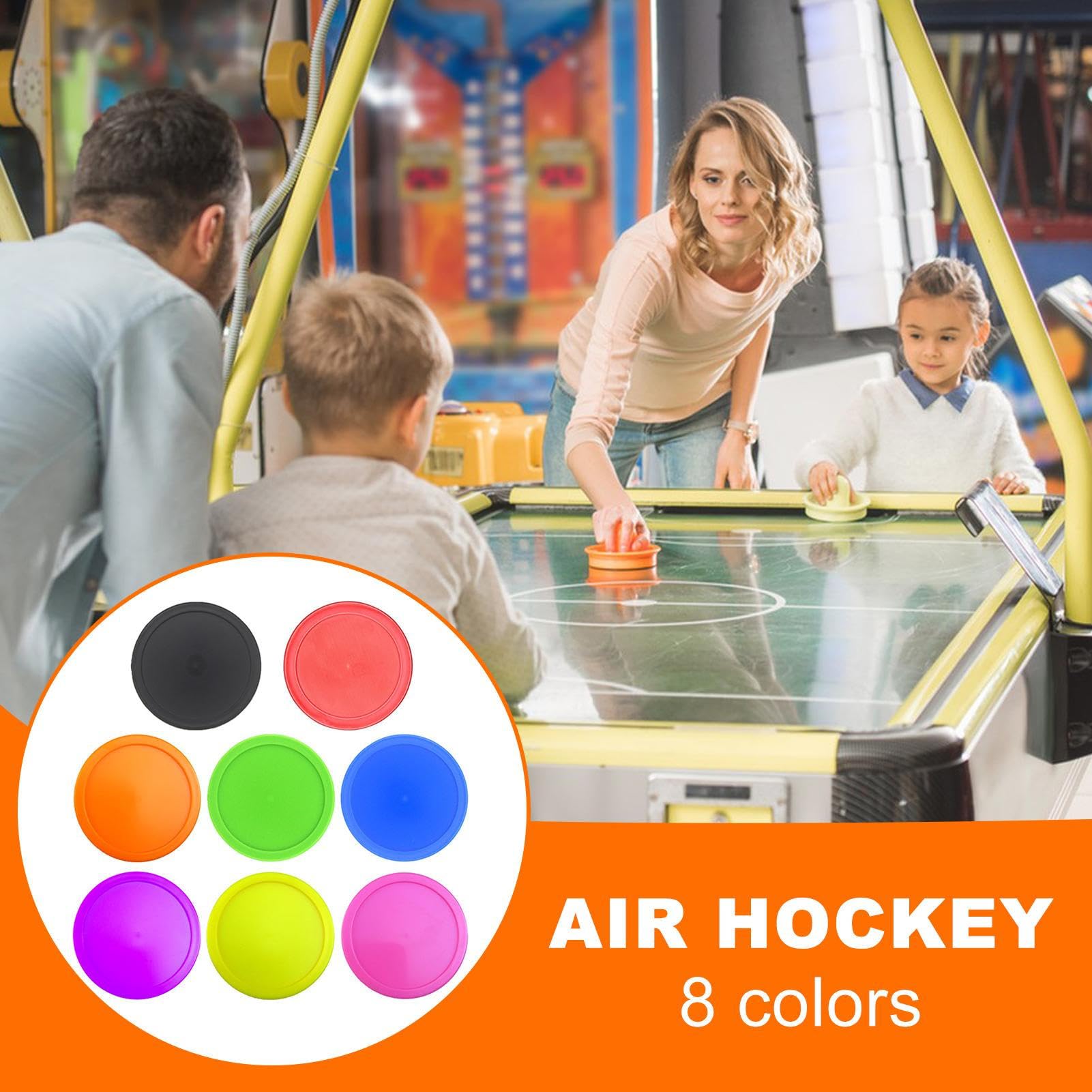 Palets de hockey pneumatique – Lot de 8 petits palets de rechange pour tables de Air Hockey | Matériau ABS robuste avec design coulissant lisse pour jeux d'arcade, table à domicile et jeux récréatifs