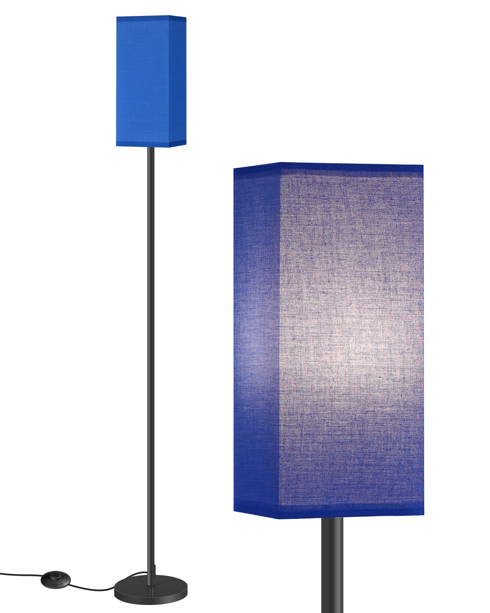 Floor Lamp, Pole Lamp with Foot Switch, Modern Standing Lamp Shade, Minimalist Freestanding Lamp (Bulb Not Included), for Living Room, Bedroom Office ETL Listed, Blue and Black U07LD05
