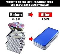Vista 46 de Caja de CD Billetera, 80 Capacidad DVD VCD Medios Blu-ray Caso Cartera Titular Organizador de Almacenamiento (Plata)