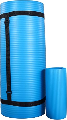 Miniatura 8 de BalanceFrom Esterilla de yoga multiusos de 1 pulgada extra gruesa de alta densidad antidesgarro con correa de transporte, bloques de yoga opcionales