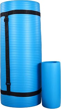 BalanceFrom 71x24 Inches Yoga Mat with Knee Pad and Optional Blocks Extra 1-Inch Thick Non-Slip Foam with Anti-Tear Surface and Carrying Strap for Home, Studio, or Gym Workouts
