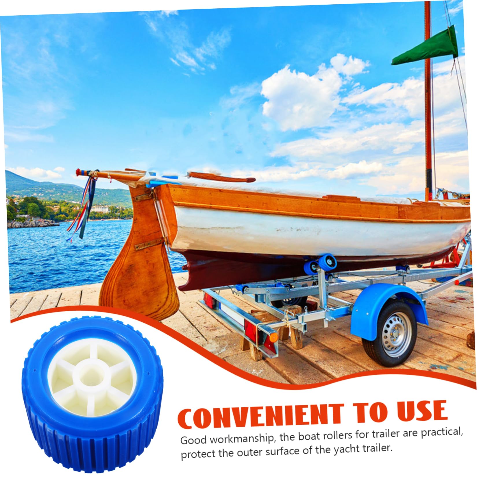 ERINGOGO Yacht Trailer Roller Lightweight Ribbed Replacement Roller for Easy Installation Boat Trailers and Plastic Construction for Keel and Bow Use