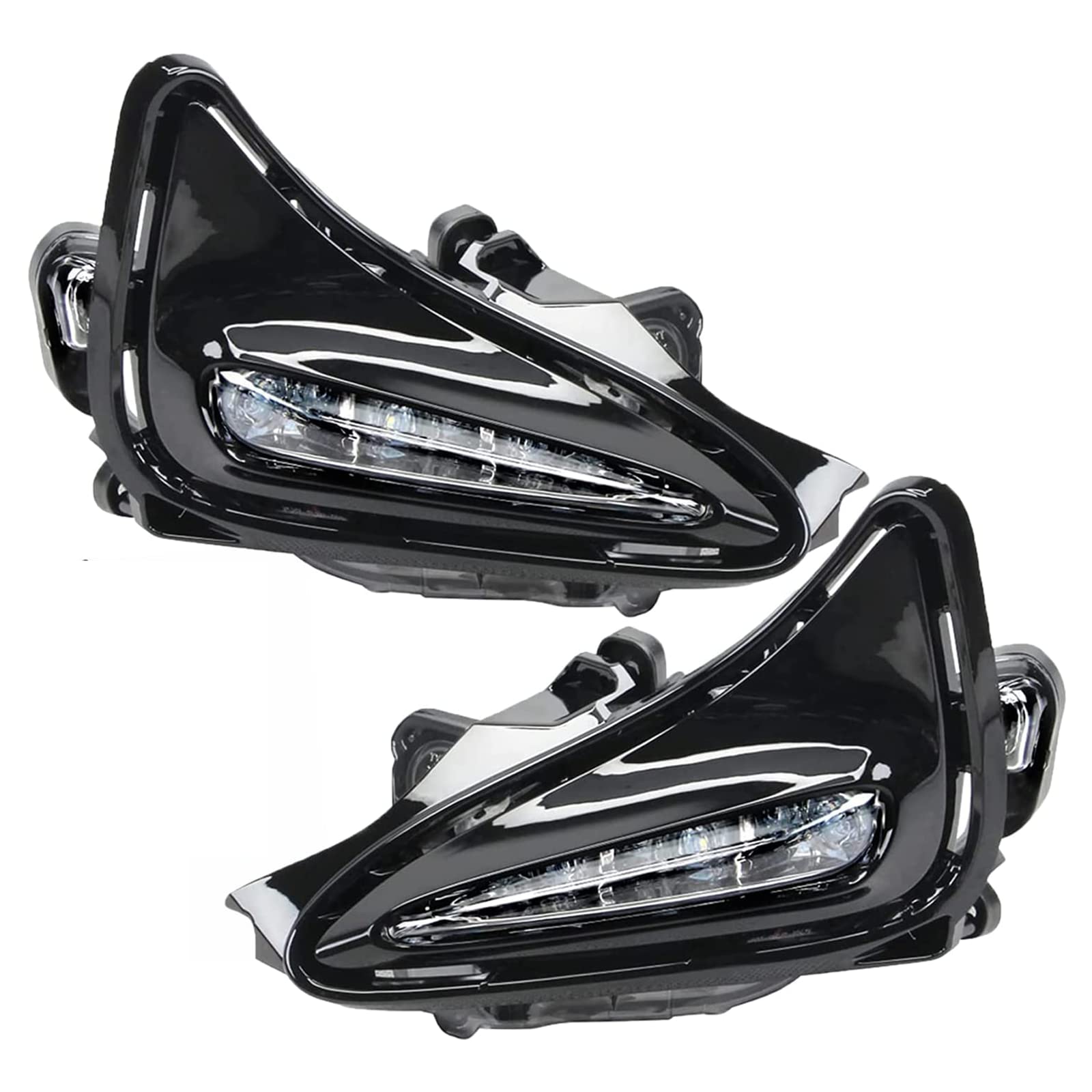 YLT AUTO Front Bumper Running Fog Light Pair Replacement Kit LH+RH Turn Signal Clear Mirror with LED Bulb for 2017 2018 2019 Toyota Corolla