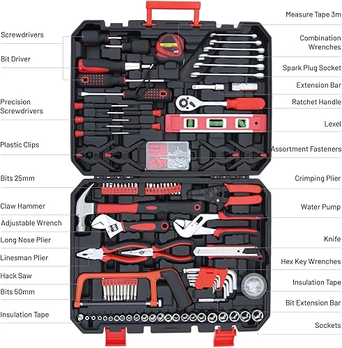 Miniatura 3 de Kit de herramientas para el hogar de 237 piezas con caja de herramientas de plástico, ideal para estudiantes universitarios, uso doméstico y más