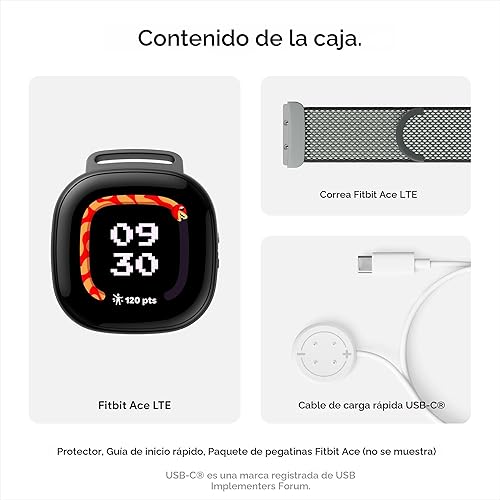 Miniatura 12 de Fitbit Google Ace LTE - Reloj inteligente para niños con llamadas, mensajes, GPS y juegos basados en actividades, se requiere plan de datos de Ace