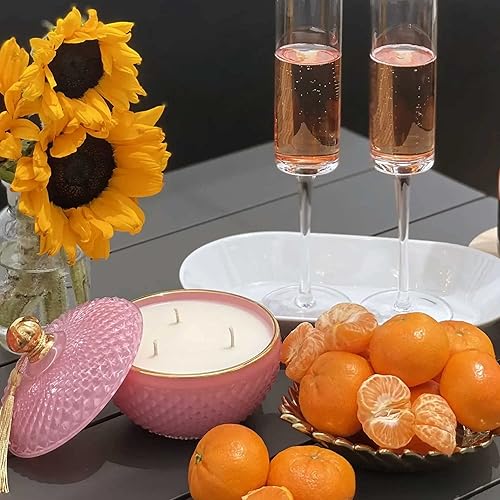 Miniatura 2 de BRIGANTI Vela decorativa rosa Ámbar y sándalo Vela de soja perfumada natural vertida a mano, elegante decoración para el hogar y el baño (madera