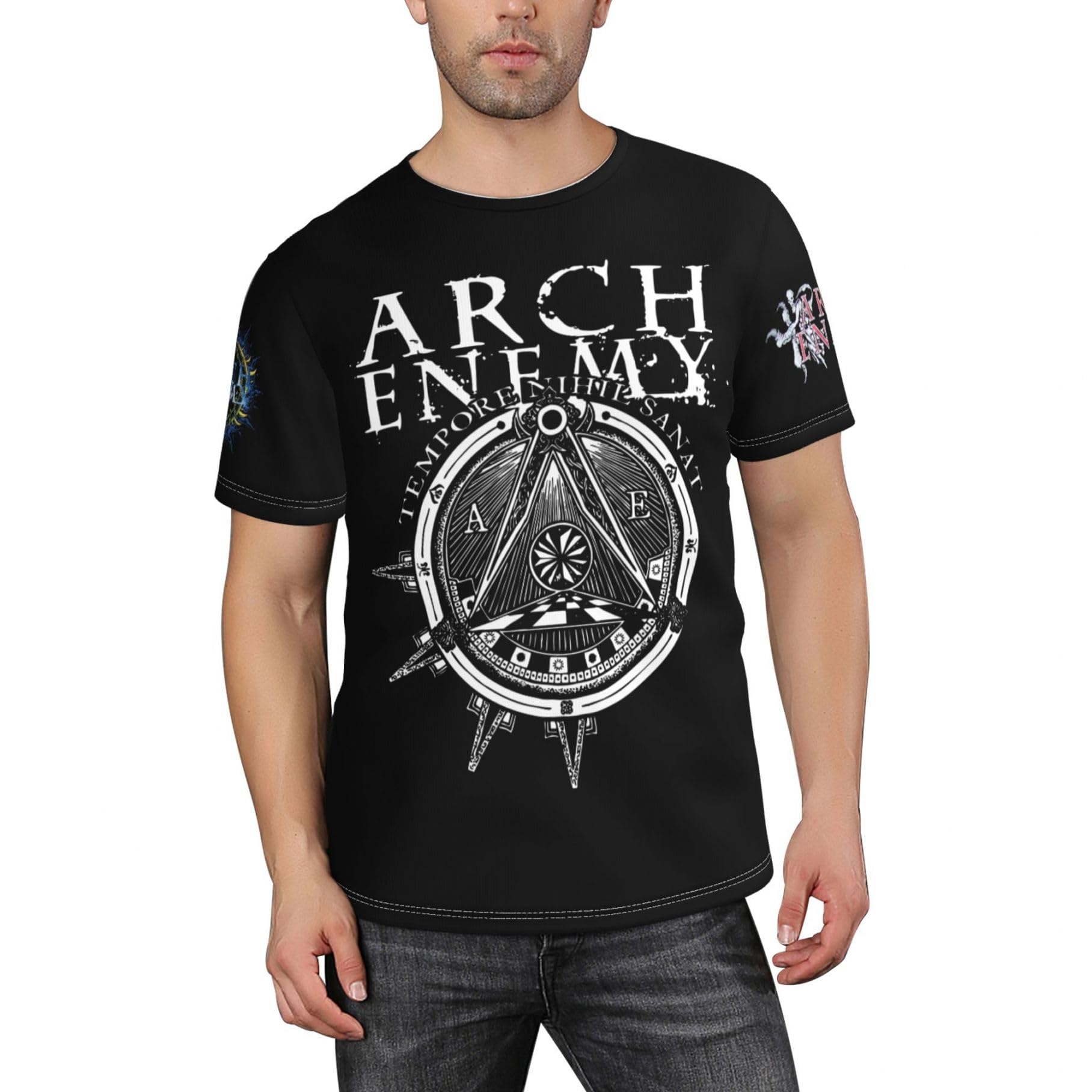 Tzvehafya Men's A-16 Enemy Death Metal Band T-Shirt Stylishprinted Short Sleeve Shirt Casual And Versatile Suitable For Multiple Scenarios Multicoloured Xl