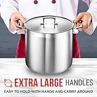 Vista 4 de Stainless Steel Stockpot with Lid 20 Quart, Durable 18/8 Stainless Steel, Impact-Bonded Base for Even Heating, Riveted Handles, Oven & All Stove