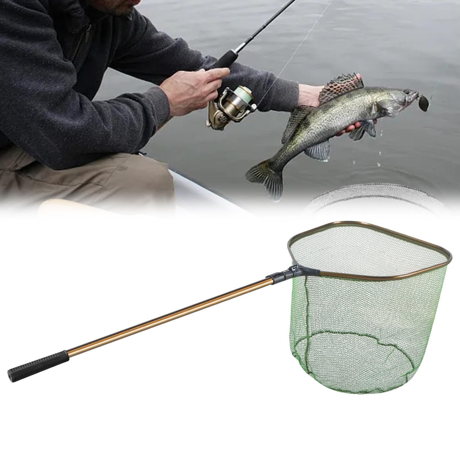 Rete da pesca per catturare pesci, retino da atterraggio retrattile | manico, facile da trasportare, compatta ma abbastanza spaziosa da gestire pesci di varie dimensioni.