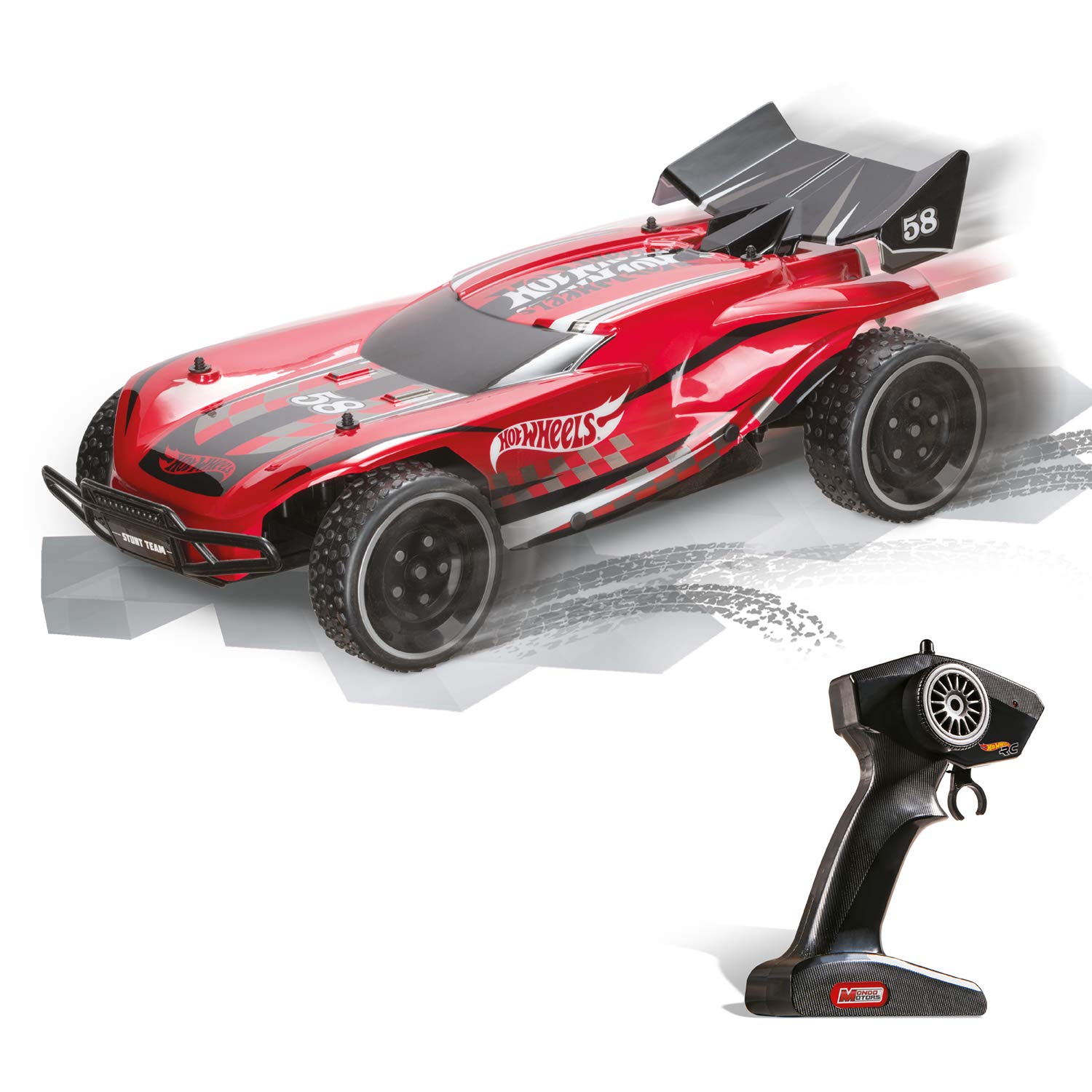 MONDO Mondo-63652 Motors-Hot Wheels Police Pursuit-Car Radiosterowany radiowo dla dzieci-2,4 GHz-światło i dźwięk-63505, czerwono-czarno-biały, 63652